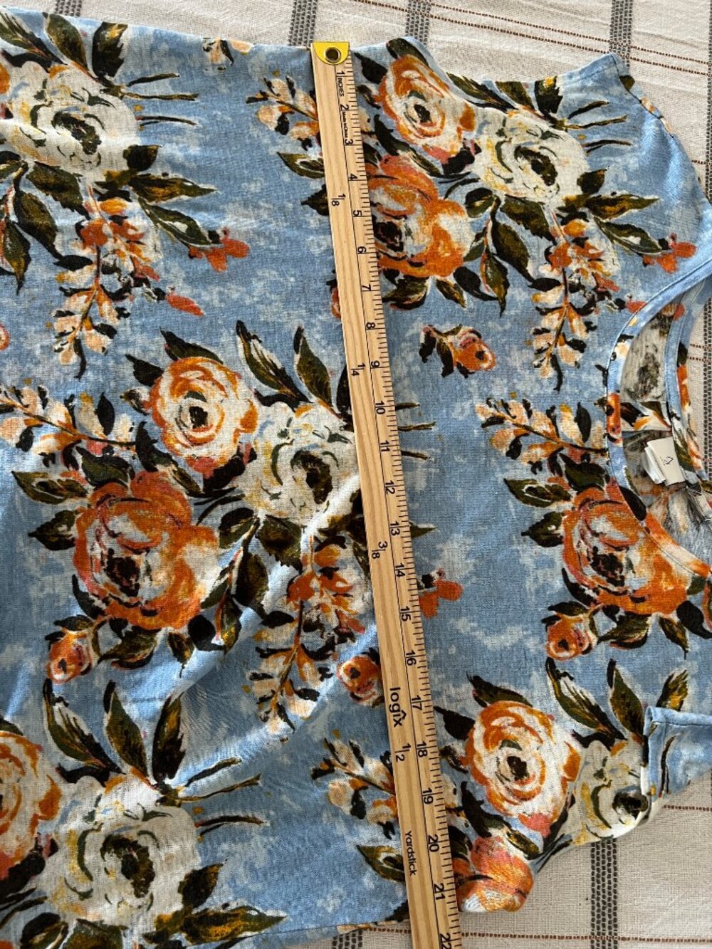 Joie | Large | 100% Linen | Split Back | Dainty Blue Orange Floral | Relaxed Top - Picture 4 of 5